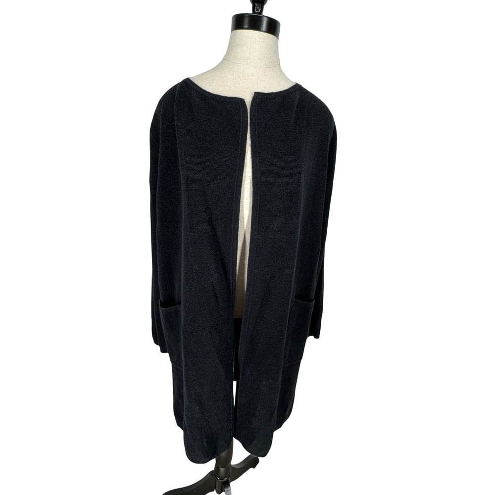 J.Crew Womens Juliette Linen Blend Open Front Longline Cardigan Sweater‎ M Black
